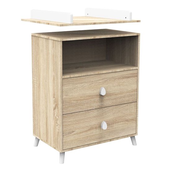 Sauthon Commode 2 tiroirs 1 niche Montana Chêne Doré - Blanc  Sauthon Commode 2 tiroirs 1 niche Montana Chêne Doré - Blanc