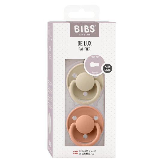 BIBS Tétines De Lux 2 Pack Silicone Vanilla/Peach 