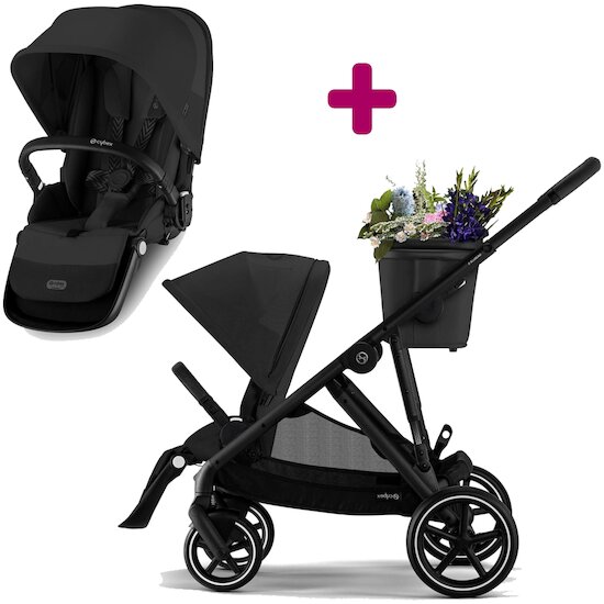 Cybex Pack Poussette Gazelle S Moon Black + second siège Moon Black  