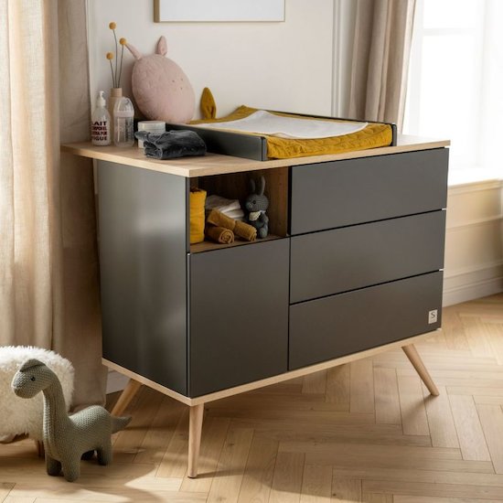 Sauthon Original Commode Boréale Chêne Doré - Gris Volcan  Sauthon Original Commode Boréale Chêne Doré - Gris Volcan