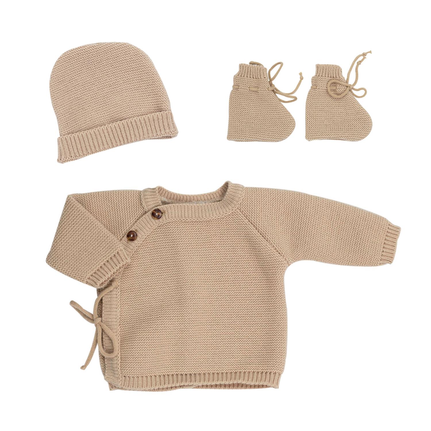 Lot Brassière + Bonnet + Chaussons MARRON Trois Kilos Sept