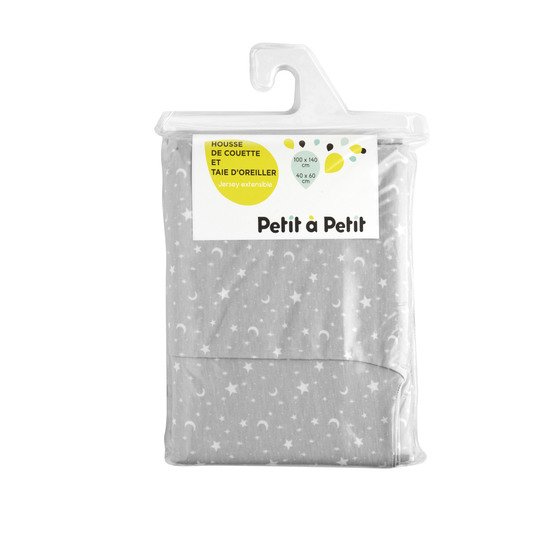 Housse de couette + taie GRIS Petit à petit