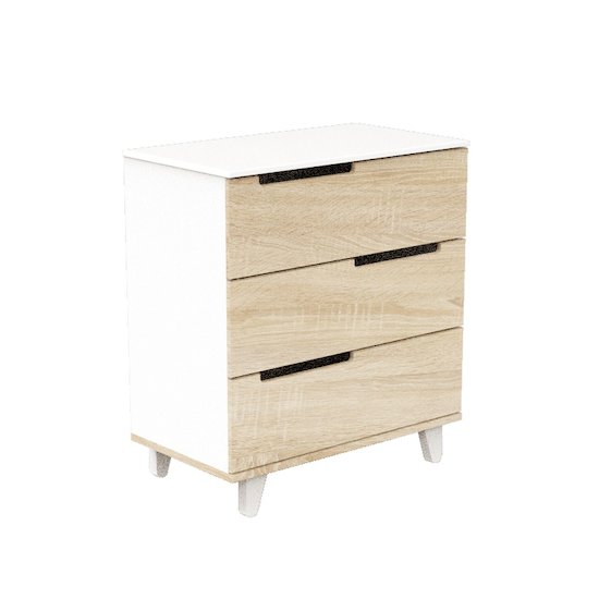 Sauthon Commode 3 tiroirs Baltic Chêne Doré - Blanc 