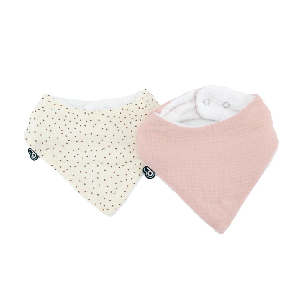 Domiva - Lot de 2 bavoirs bandana mousseline ROSE Domiva