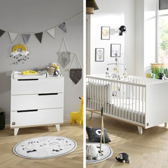 Sauthon Chambre Duo Baltic : lit 60x120, commode  