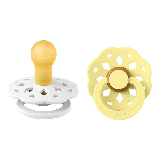BIBS Tétines Boheme 2 Pack Caoutchouc naturel White/Sunshine 