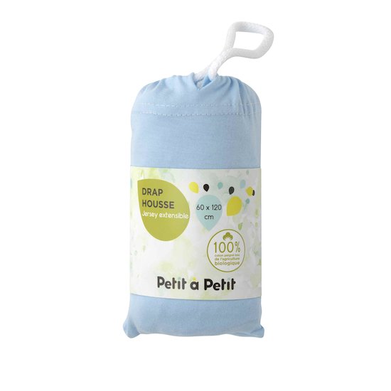 Drap housse jersey bio BLEU Petit à petit