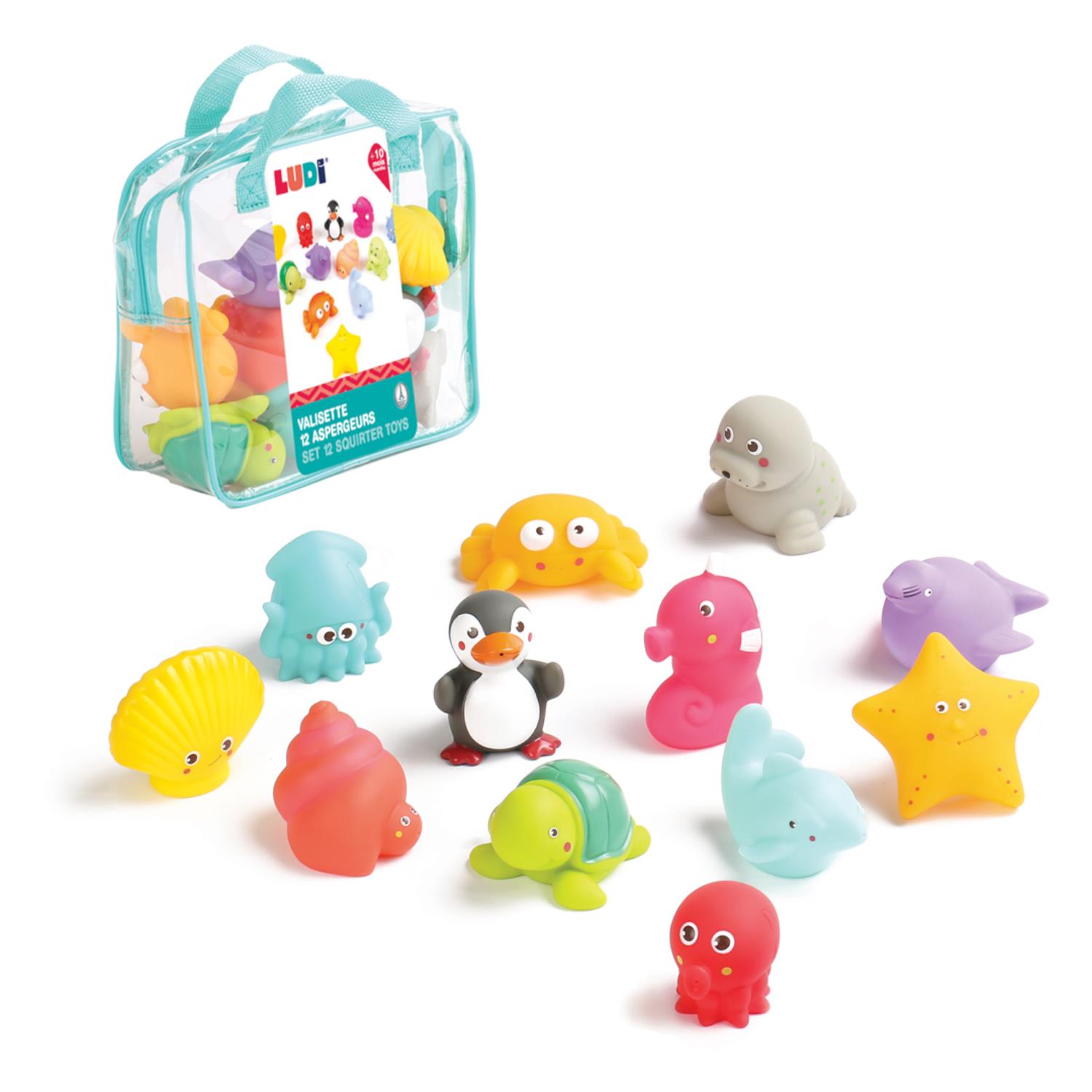 LUDI - Jouets de bain aspergeurs 12 mers MULTICOLORE Ludi