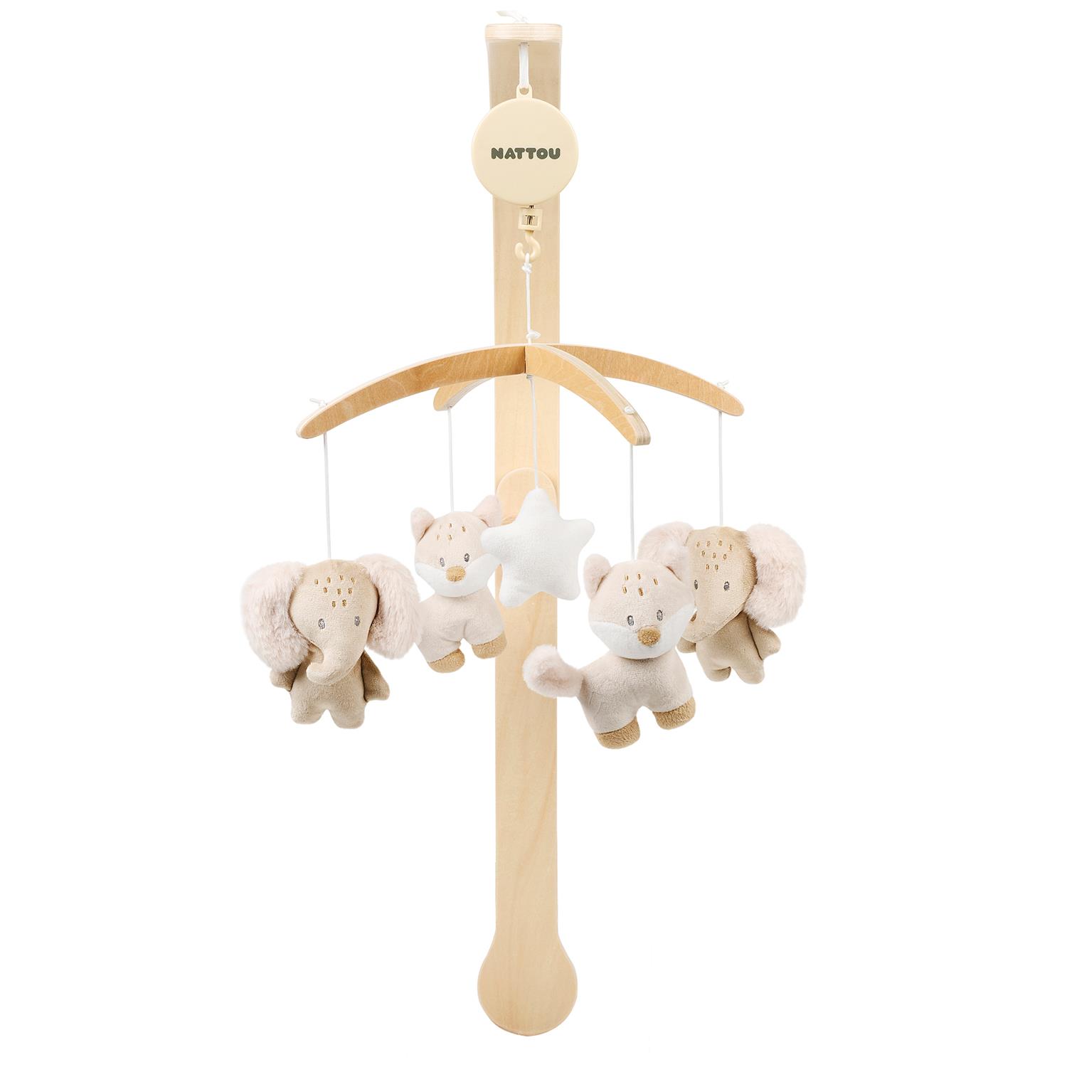 Mobile musical support bois BEIGE Nattou