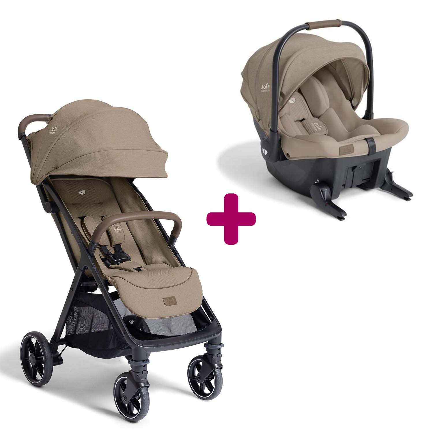 Pack Poussette duo Parcel Lx Sandstone + coque Sprint Sandstone Joie