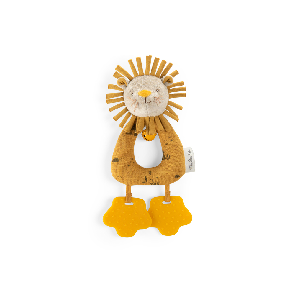 Anneau-hochet Lion Sous mon baobab JAUNE Moulin Roty