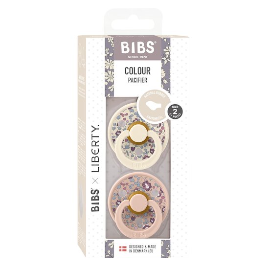 BIBS BIBS x Liberty Tétine Colour 2 Pack Caoutchouc naturel Anatomique Lavender/Blush 6-18 mois