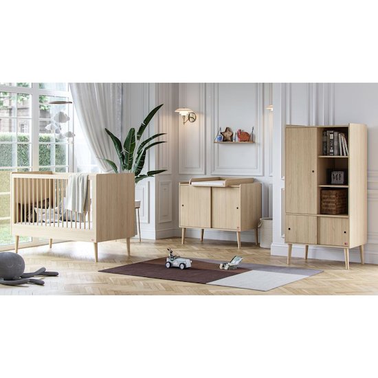 Vox Chambre bébé complète Retro : lit 60x120, commode, armoire, façade additionnelle commode et armoire  