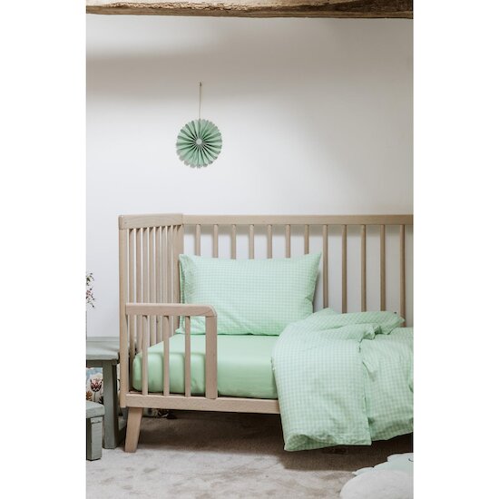 Kadolis Taie d'oreiller Percale de Coton Bio Vichy Vichy vert aqua 