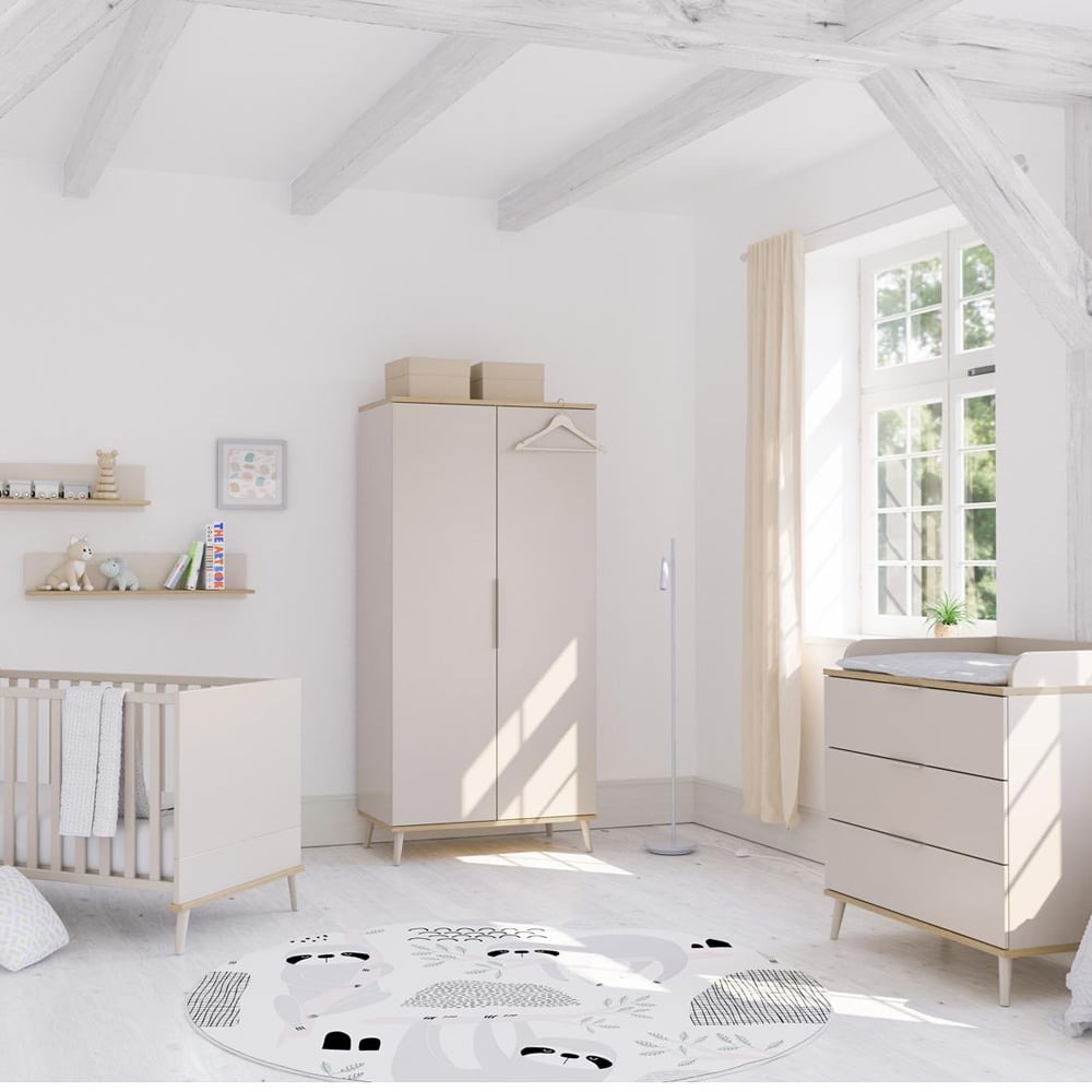 Chambre bébé complète Hazel : lit 60x120, commode, armoire Yuny by Paidi