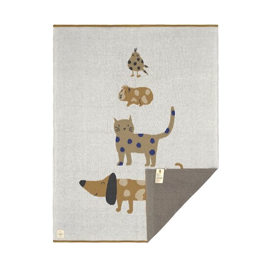 Lässig Couverture coton bio GOTS Little Mateys Royal bleu 80X100 cm