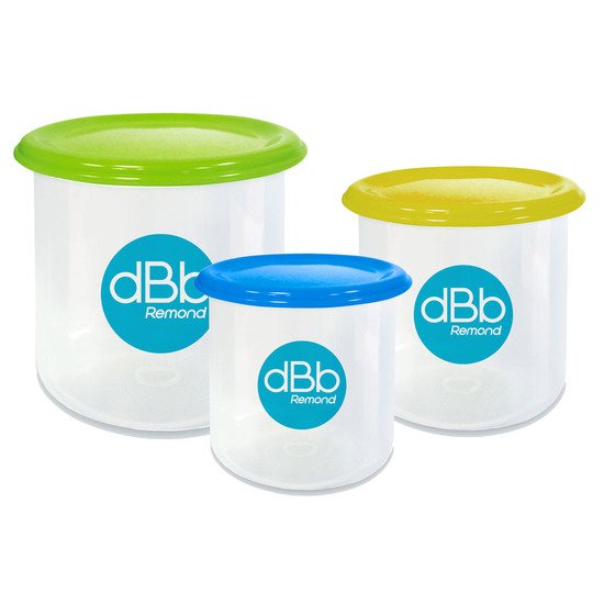 dBb Remond 3 pots de conservation Vert-Moutarde-Bleu 
