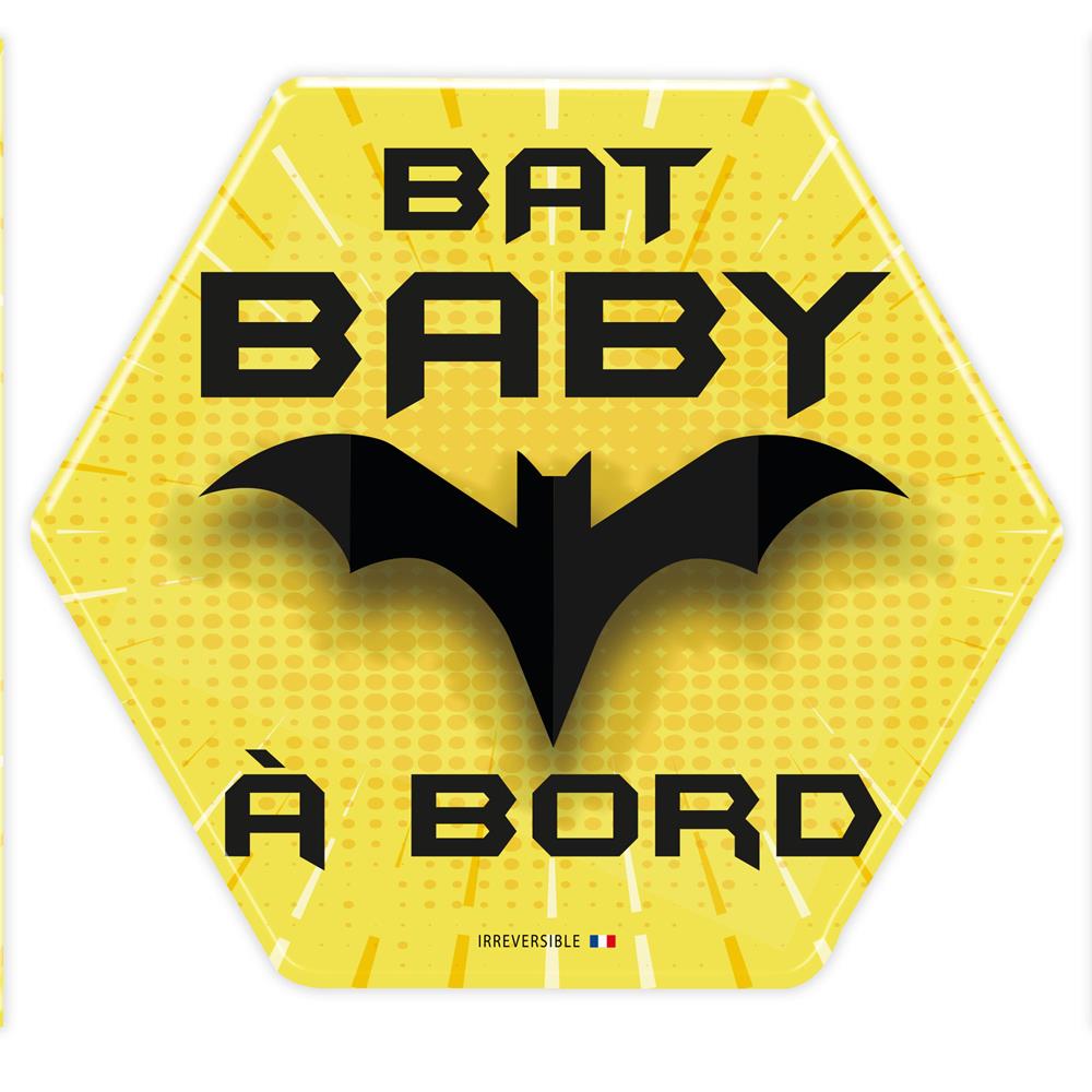 Adhésif « Bébé à Bord Bat baby » JAUNE Irréversible Bijoux