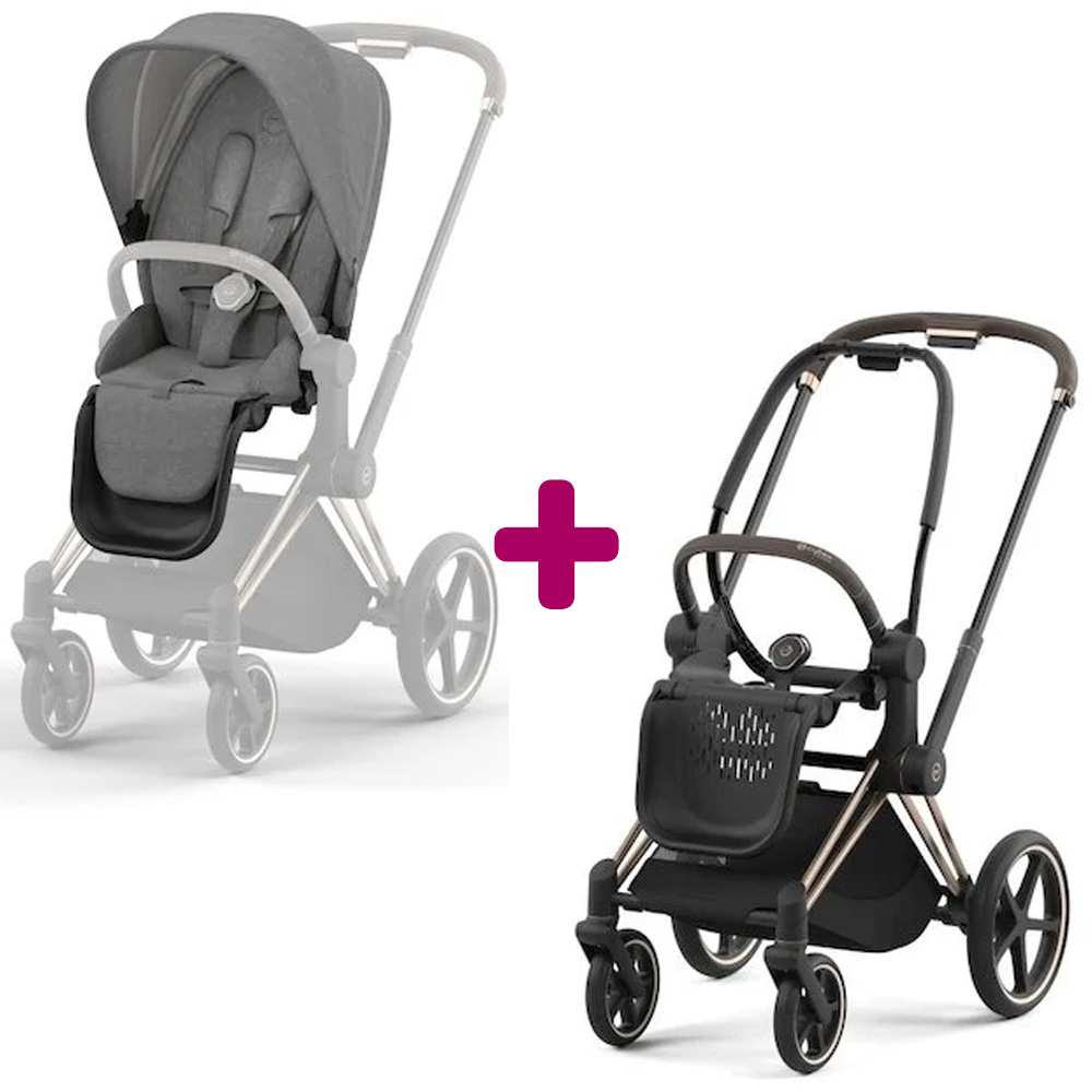 Poussette Priam 2022 Rosegold + siège Manhattan Grey Plus Cybex