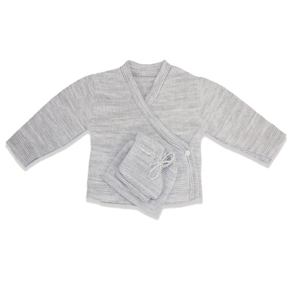 Les Chatounets - Brassière + Bonnet + Chaussons Flora GRIS Les Chatounets