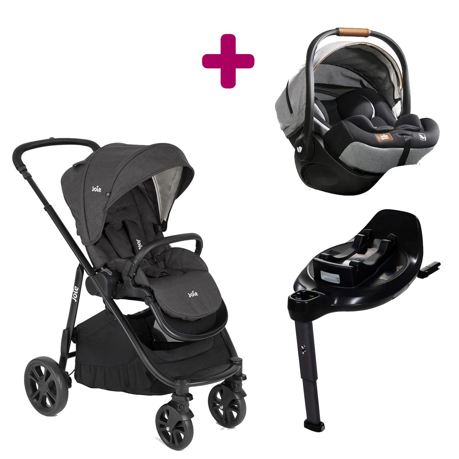 Joie - Poussette combinée 3-en-1 Versatrax avec coque-auto i-Snug 2 i-Size