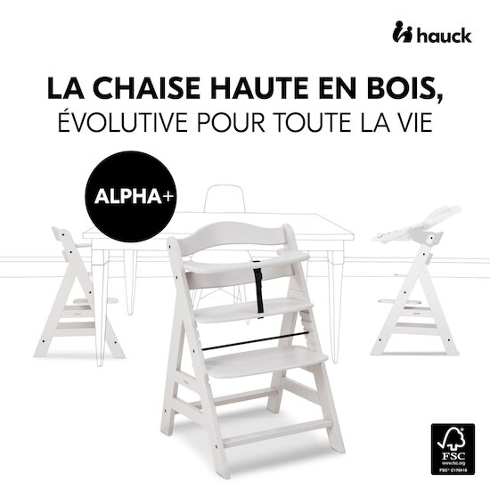 Hauck Chaise Haute En Bois Alpha+ Creme  Hauck Chaise Haute En Bois Alpha+ Creme