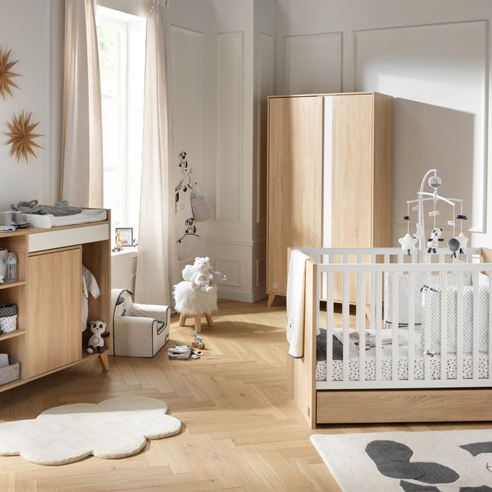 Chambre bébé complète Nova : lit 60x120, commode, armoire Sauthon