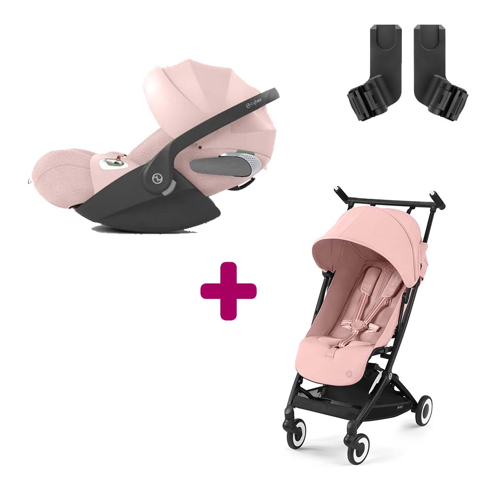 Cybex - Pack Poussette Duo Libelle Candy Pink + adaptateurs + Coque Auto Cloud T i-Size Tissu Plus Peach Pink  Cybex