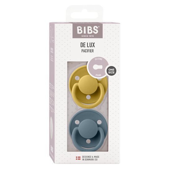 BIBS Tétines De Lux 2 Pack Silicone Mustard/Petrol 