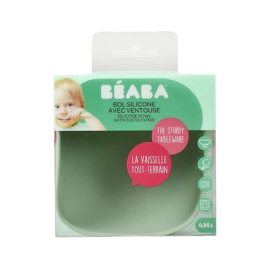 Béaba Bol silicone avec base ventouse sage green 360 ml Béaba Bol silicone avec base ventouse sage green 360 ml