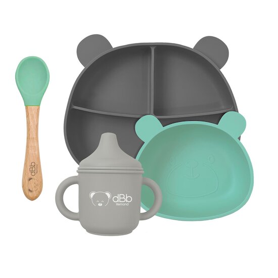 dBb Remond Set repas en silicone Gris nuancé mint 