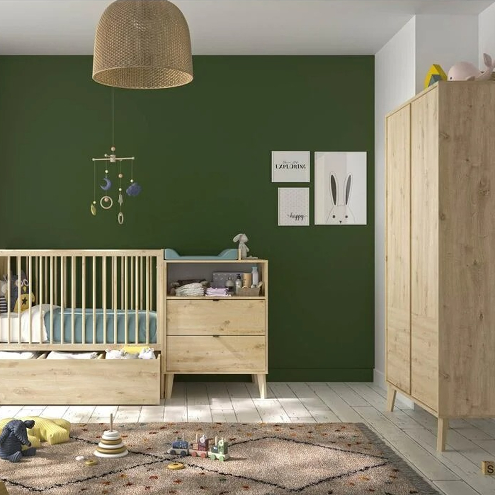 Chambre bébé complète Lison : lit combiné 60x120, armoire Bébé Lune