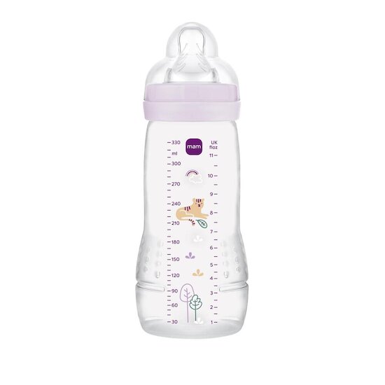 MAM Biberon Easy Active Décoré Tétine Débit X Lilas 330 ml MAM Biberon Easy Active Décoré Tétine Débit X Lilas 330 ml