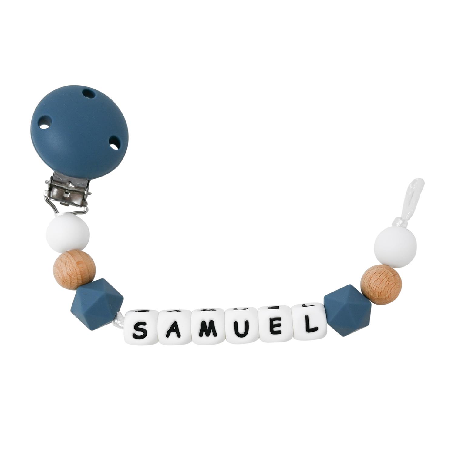 Attache-sucette silicone personnalisable BLEU Irréversible Bijoux