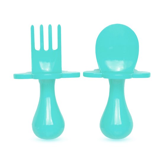 Grabease Couverts ergonomiques d'apprentissage Turquoise 6 mois +