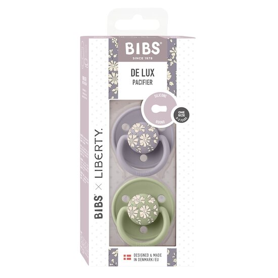BIBS BIBS x Liberty Tétine De Lux 2 Pack Capel Silicone Fossil Grey/Sage 