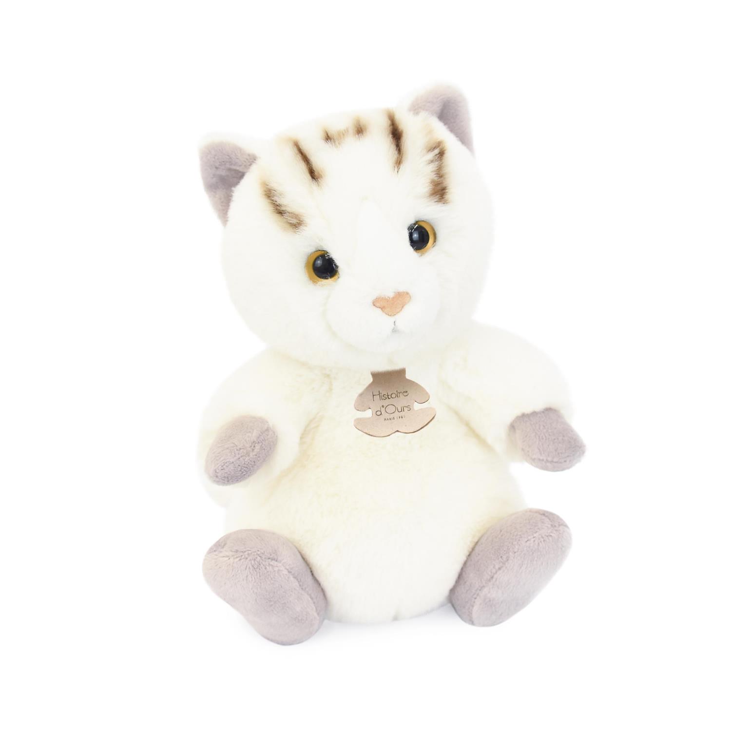Doudou & Compagnie - Peluche les doux stretch Chat BLANC Doudou & Compagnie