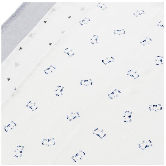 P’tit bisou Lot 3 langes coton bio Bleu  P’tit bisou Lot 3 langes coton bio Bleu