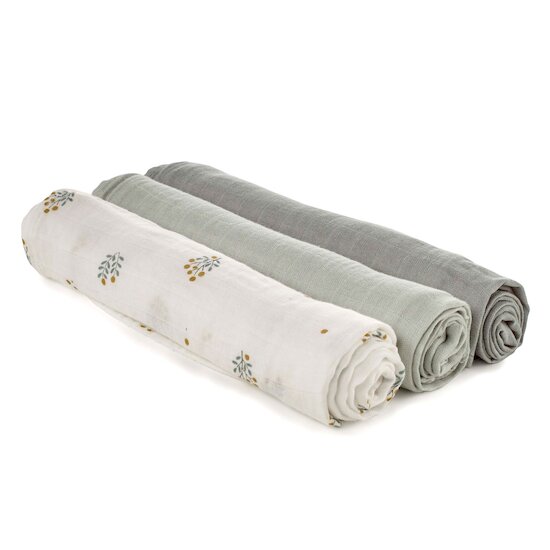 Jané 3 langes en mousseline Botanic 80x80 cm