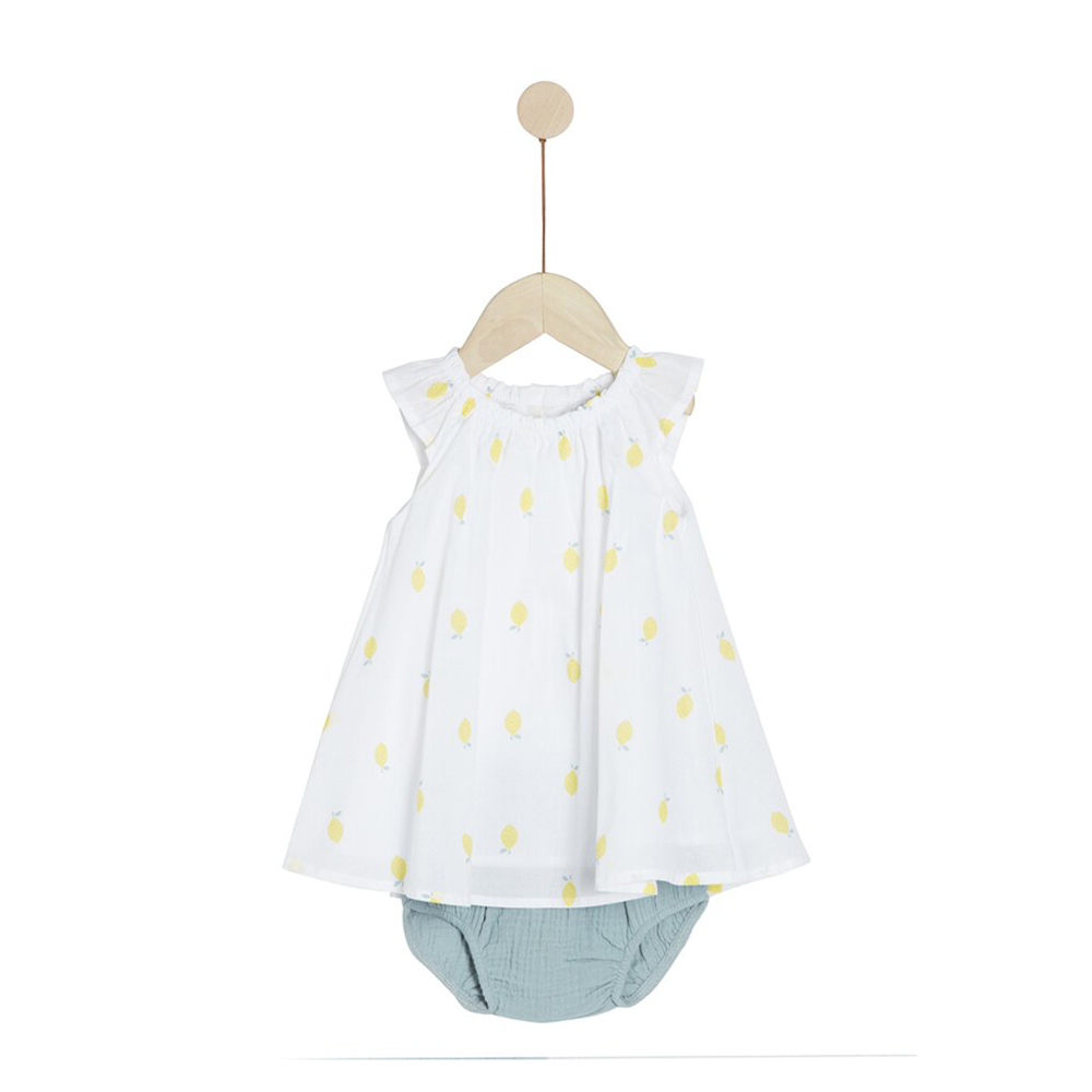 Ensemble robe avec bloomer Sous le citronnier BLANC Marèse