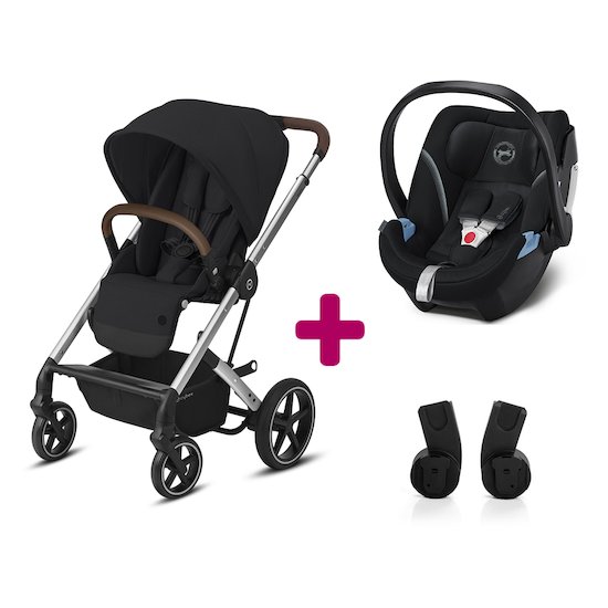 Cybex Pack poussette duo Balios S Lux + coque Aton 5 + adaptateurs Deep black  