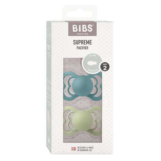 BIBS Tétines Supreme 2 Pack Silicone Island Sea/Sage 