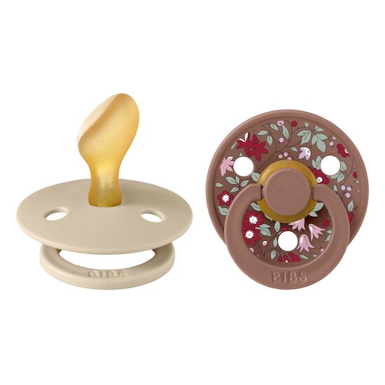BIBS BIBS x Liberty Tétine Colour 2 Pack Caoutchouc naturel Anatomique Vanilla/Woodchuck 6-18 mois