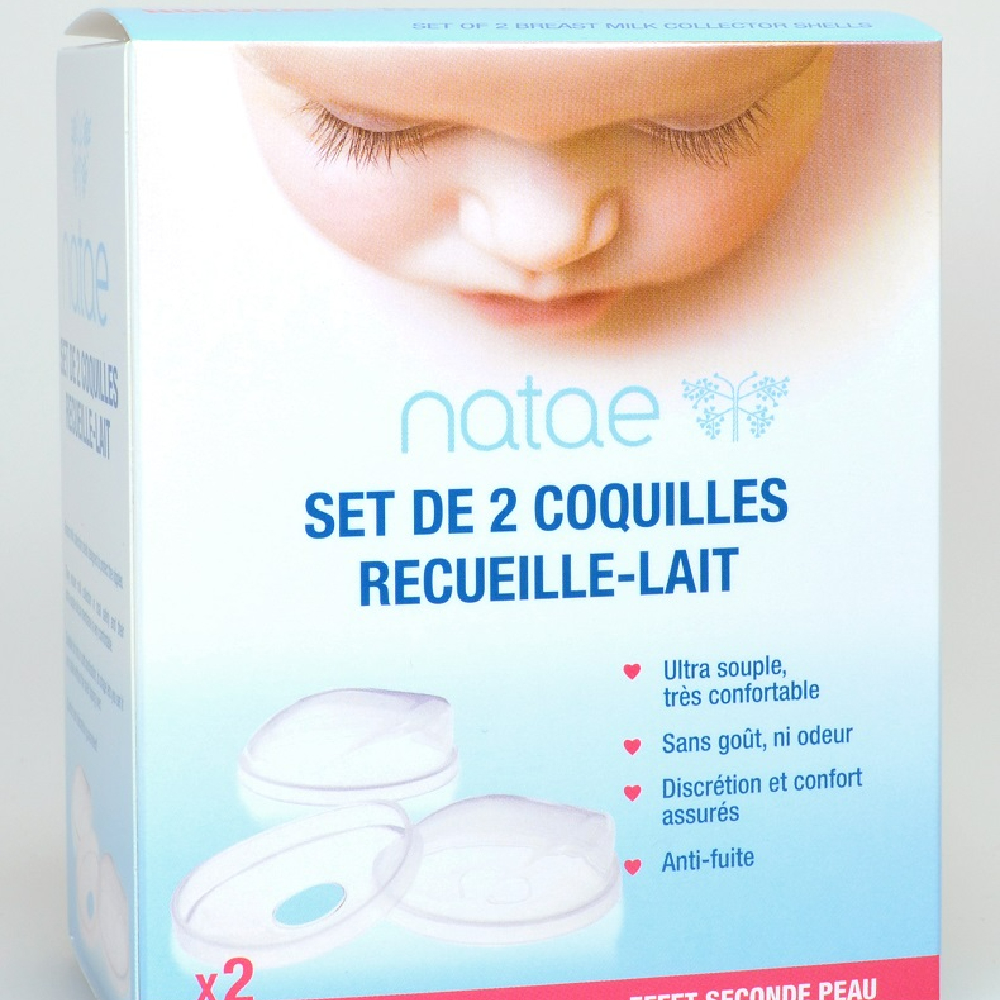2 coquilles recueille-lait silicone BLANC Natae