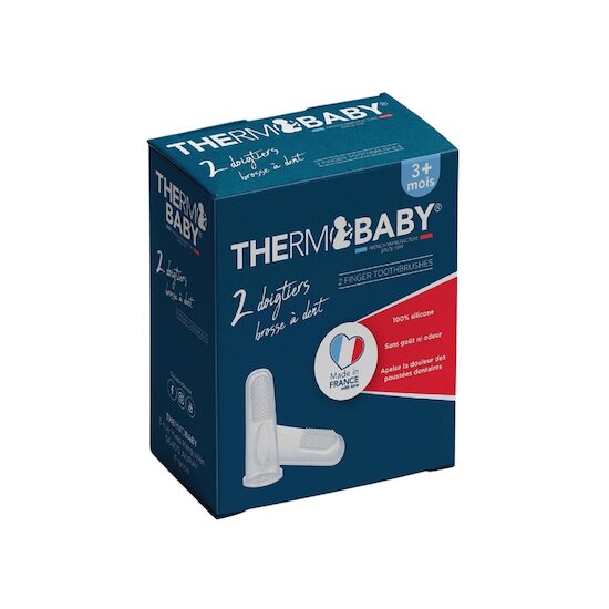 Thermobaby 2 doigtiers brosse à dent silicone   Thermobaby 2 doigtiers brosse à dent silicone
