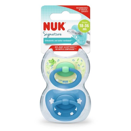 Nuk 2 Sucettes Signature Bleu  Nuk 2 Sucettes Signature Bleu