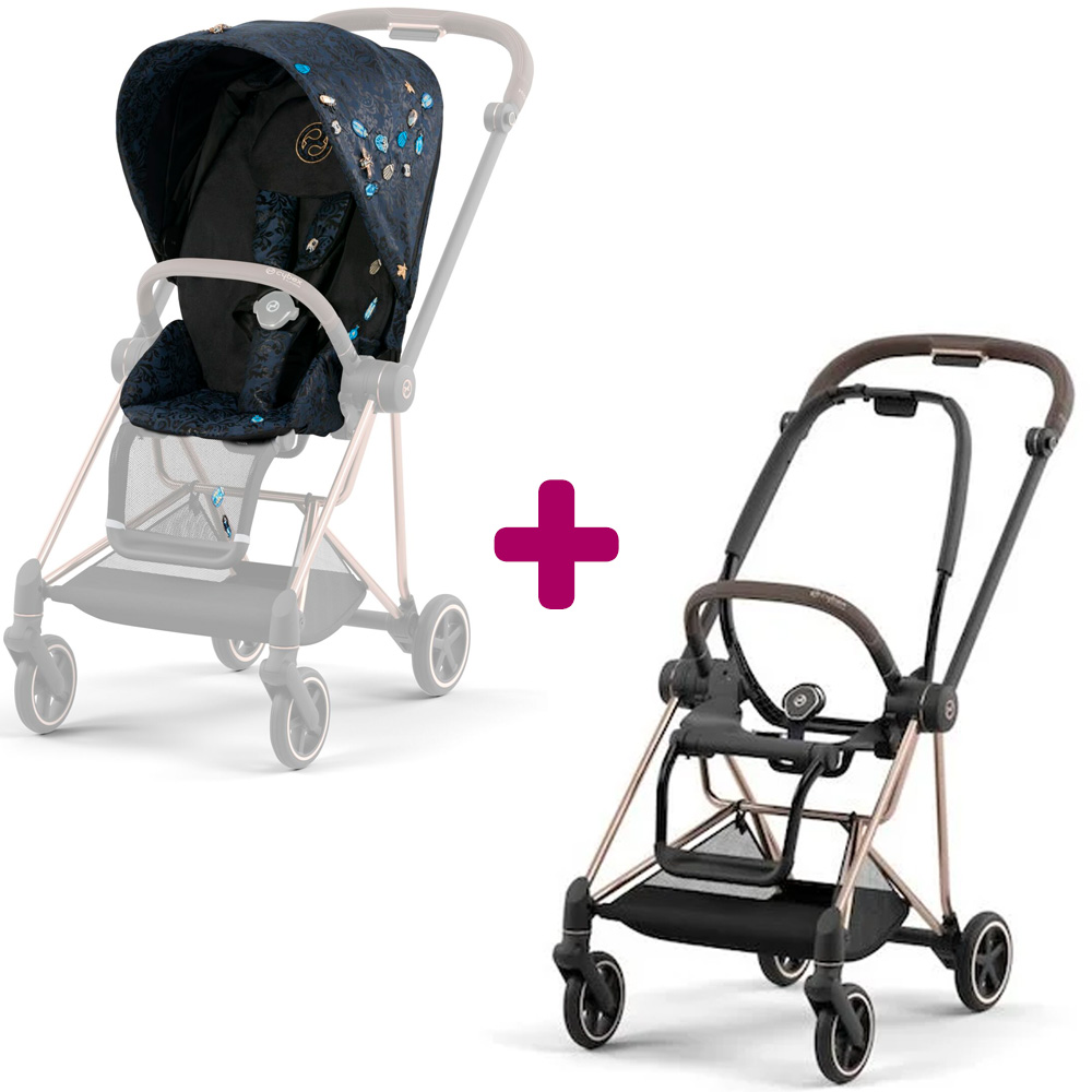 Poussette Mios 2022 Rosegold + siège Jewels Of Nature Dark Blue Cybex