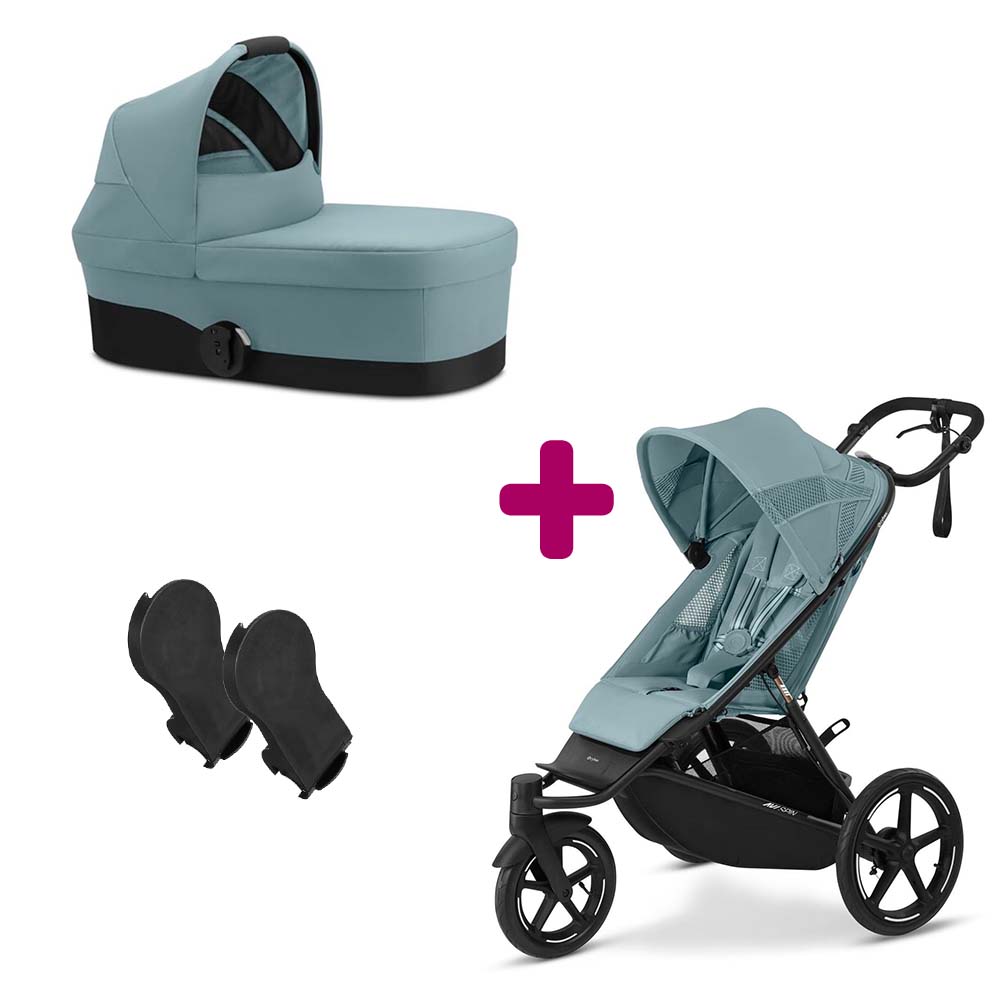Cybex - Pack Poussette duo Avi Spin Stormy Blue + adaptateurs cot S + nacelle Cot S Stormy Blue  Cybex