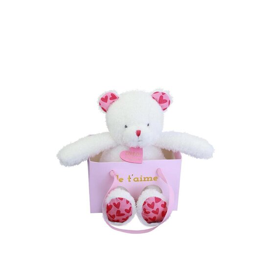 Doudou & Compagnie Doudou Ours Je t'aime en sac cadeau Blanc 25 cm Doudou & Compagnie Doudou Ours Je t'aime en sac cadeau Blanc 25 cm