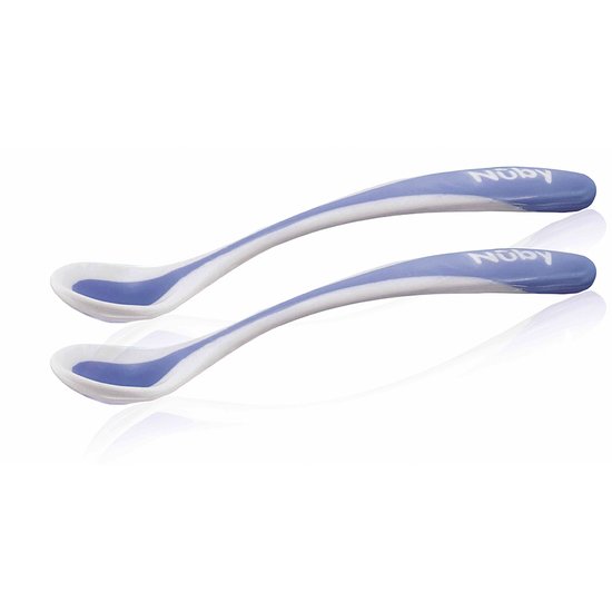 Lot de 2 couvert bebe en silicone pour b/éb/é apprentissage propet/é Fourchette et cuill/ère 2 en 1 Little One
